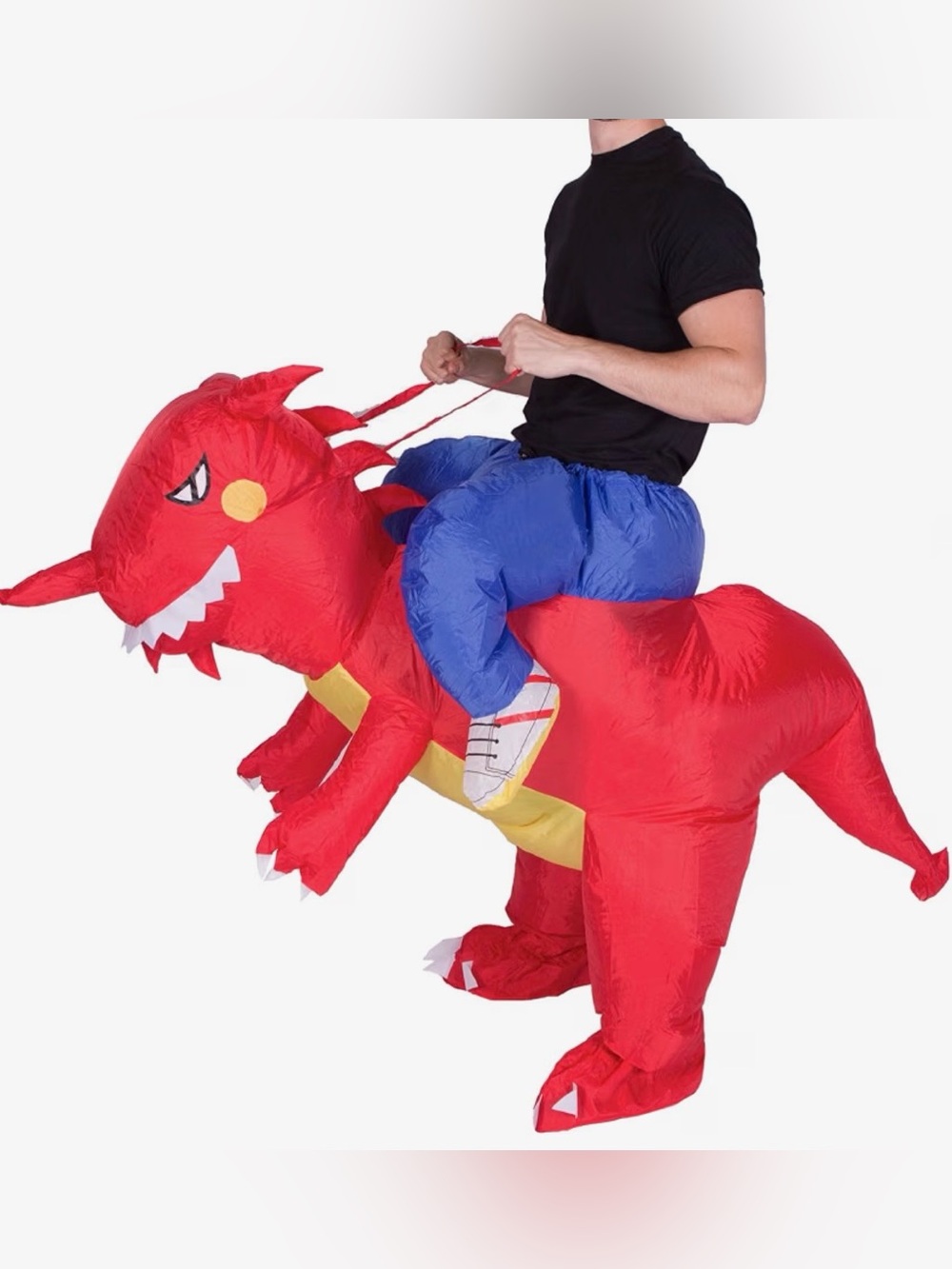 Inflatable Red Dragon Ride-On Halloween Costume for Adults One Size